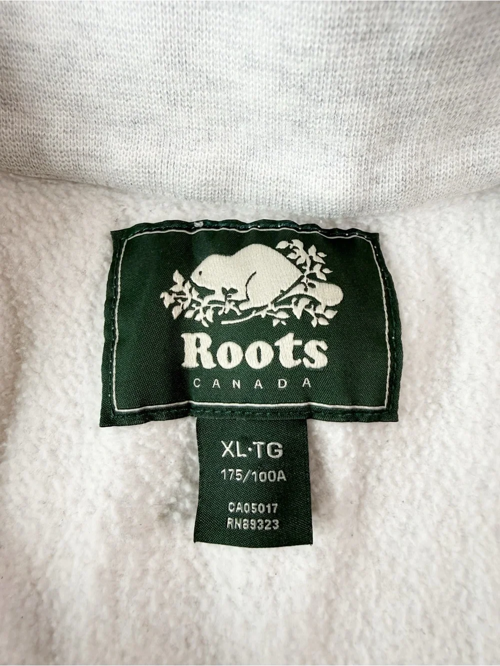 VTG Y2K 90s ROOTS Woman Gray Quarter Zip Cotton Sweater XL Classic Preppy Cozy - Picture 6 of 10